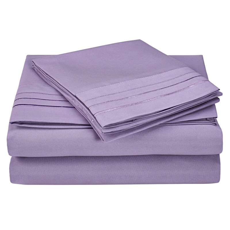 -executive 3000 Mf3000cksh 3lli Executive 3000 Series California King Sheet Set, Solid, 3 Line Embroidery - Lilac