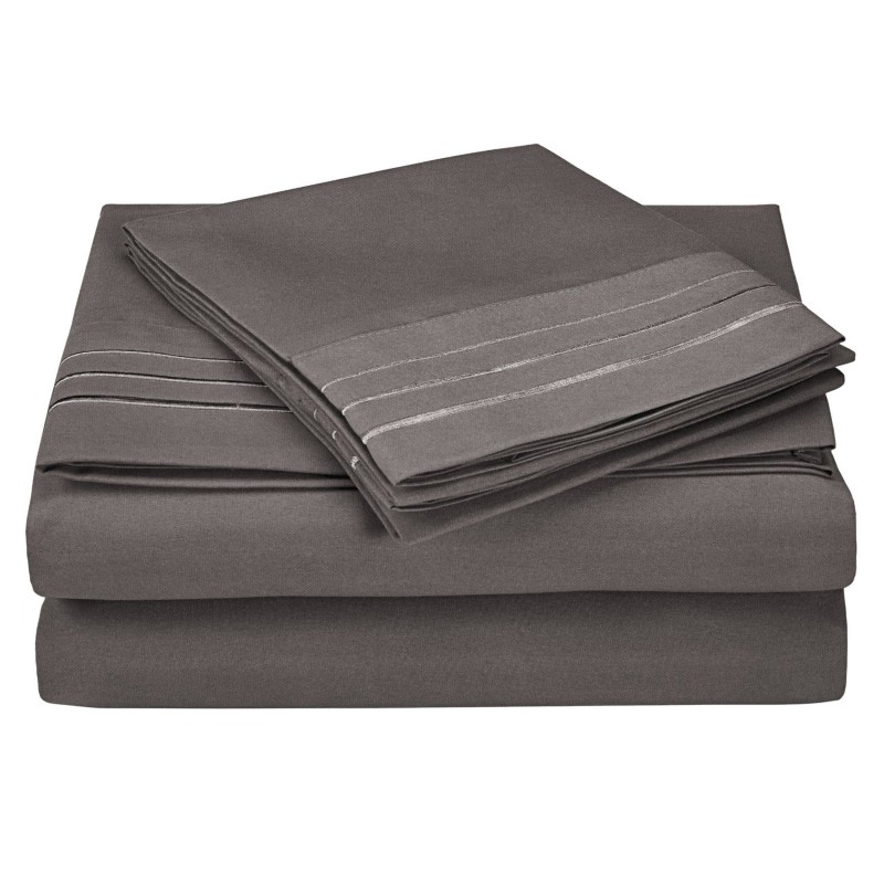 -executive 3000 Mf3000cksh 3lsv Executive 3000 Series California King Sheet Set, Solid, 3 Line Embroidery - Silver