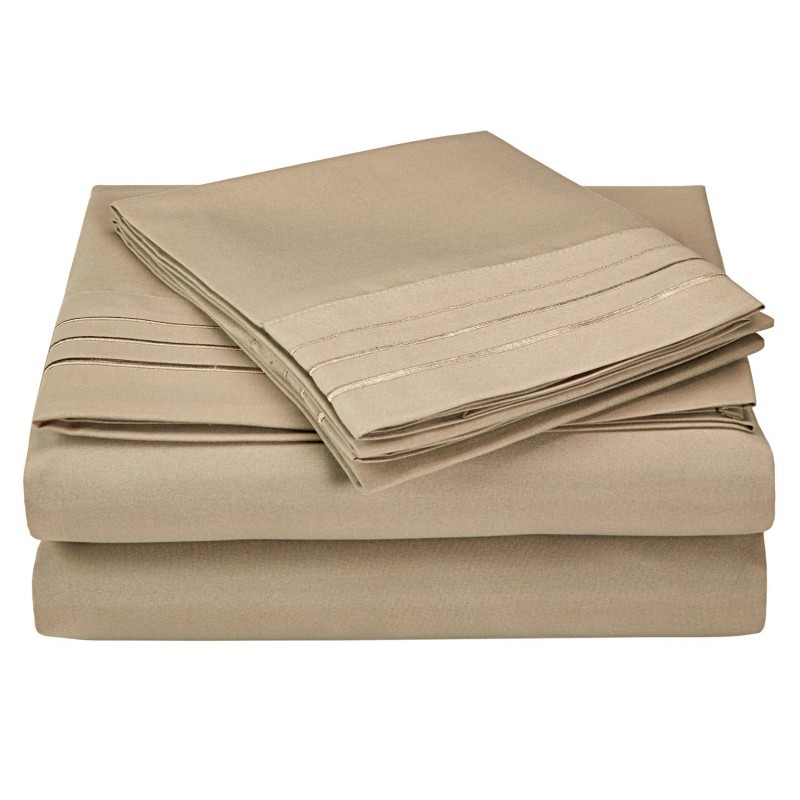 -executive 3000 Mf3000cksh 3ltn Executive 3000 Series California King Sheet Set, Solid, 3 Line Embroidery - Tan