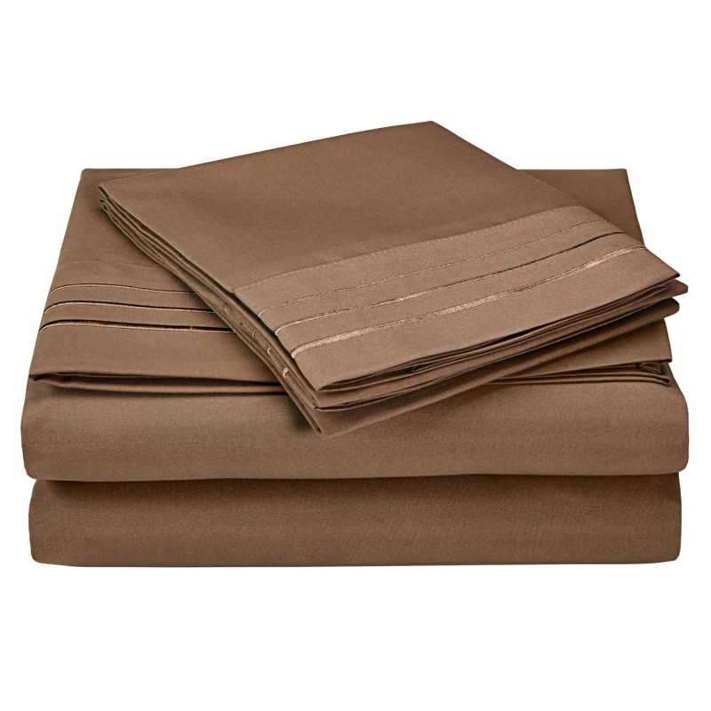 -executive 3000 Mf3000cksh 3ltp Executive 3000 Series California King Sheet Set, Solid, 3 Line Embroidery - Taupe