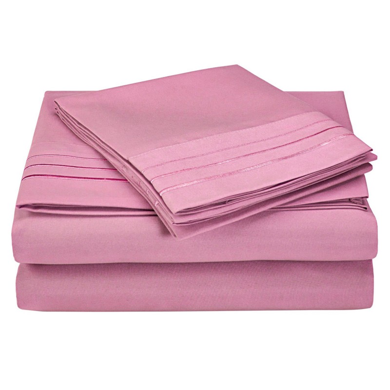 -executive 3000 Mf3000flsh 3lpk Executive 3000 Series Full Sheet Set, Solid, 3 Line Embroidery - Pink