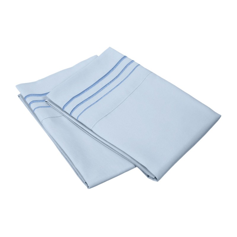 -executive 3000 Mf3000kgpc 3llb Executive 3000 Series King Pillow Cases, Solid, 3 Line Embroidery - Light Blue