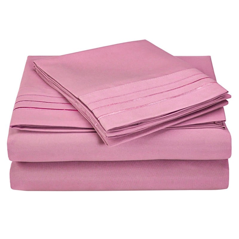 -executive 3000 Mf3000kgsh 3lpk Executive 3000 Series King Sheet Set, Solid, 3 Line Embroidery - Pink