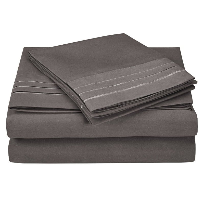 -executive 3000 Mf3000kgsh 3lsv Executive 3000 Series King Sheet Set, Solid, 3 Line Embroidery - Silver