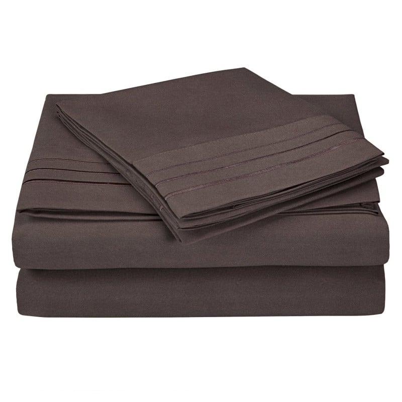 -executive 3000 Mf3000twsh 3lcl Executive 3000 Series Twin Sheet Set, Solid, 3 Line Embroidery - Charcoal