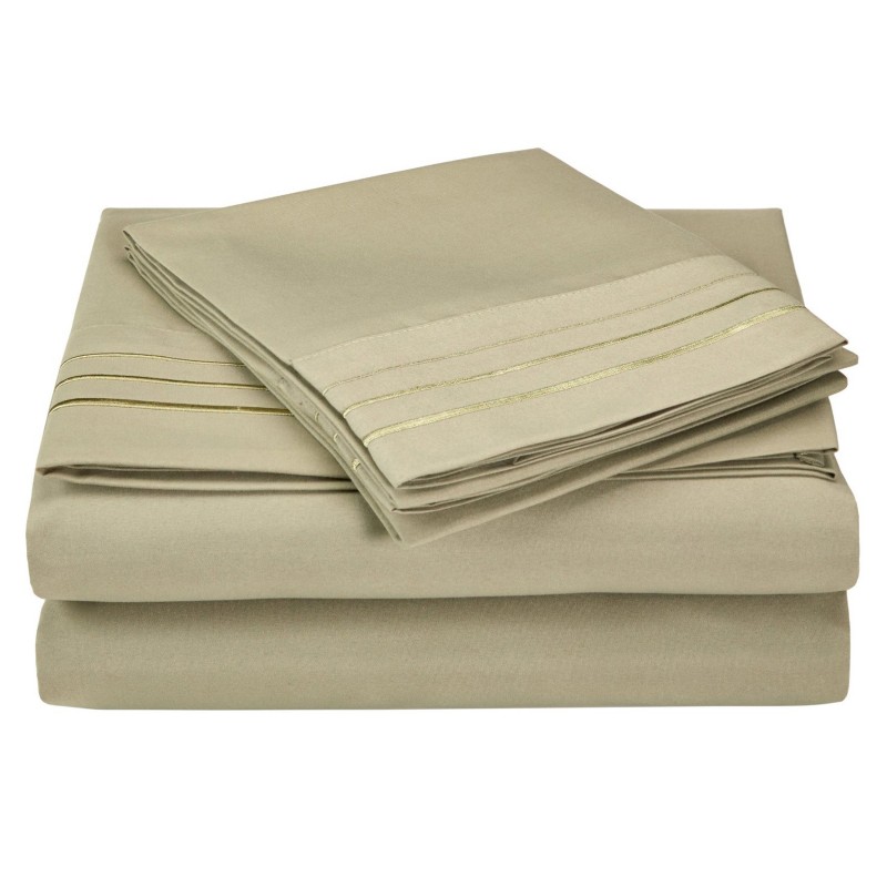 -executive 3000 Mf3000twsh 3lsg Executive 3000 Series Twin Sheet Set, Solid, 3 Line Embroidery - Sage