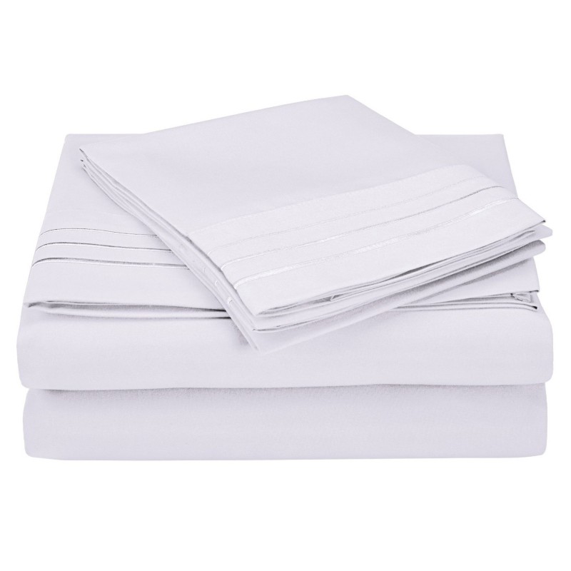 -executive 3000 Mf3000twsh 3lwh Executive 3000 Series Twin Sheet Set, Solid, 3 Line Embroidery - White