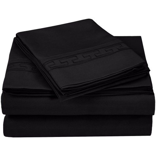 -executive 3000 Mf3000cksh Rebk Executive 3000 Series California King Sheet Set, Regal Embroidery - Black