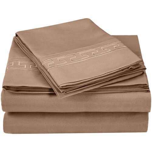 -executive 3000 Mf3000flsh Retp Executive 3000 Series Full Sheet Set, Regal Embroidery - Taupe