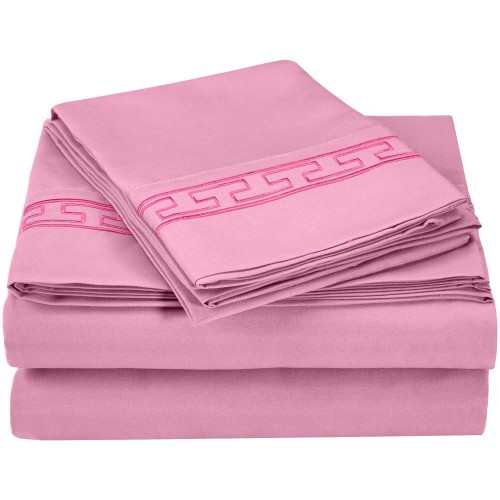 -executive 3000 Mf3000kgsh Repk Executive 3000 Series King Sheet Set, Regal Embroidery - Pink