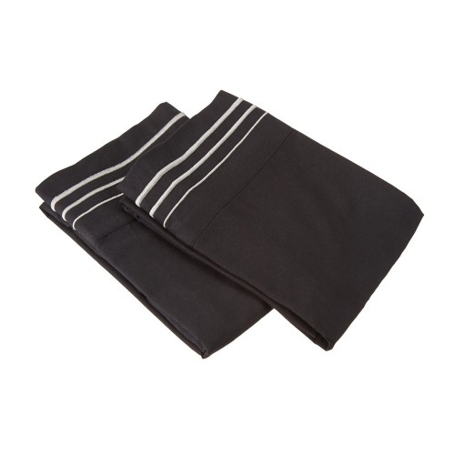 -executive 3000 Mf3000sdpc 3lbkgr Executive 3000 Series Standard Pillow Cases, 3 Line Embroidery - Black & Grey
