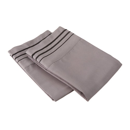 -executive 3000 Mf3000sdpc 3lgrbk Executive 3000 Series Standard Pillow Cases, 3 Line Embroidery - Grey & Black