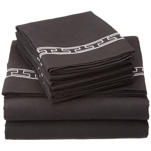 -executive 3000 Mf3000cksh Rebkwh Executive 3000 Series California King Sheet Set - Black & White, 6 Pieces