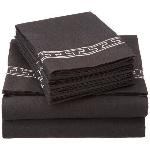 -executive 3000 Mf3000cksh Rebkgr Executive 3000 Series California King Sheet Set - Black & Grey, 6 Pieces