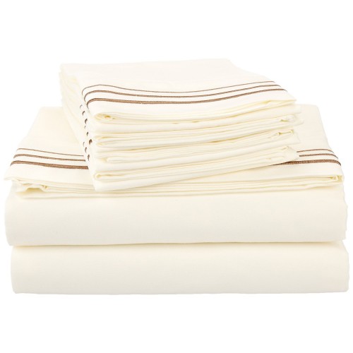 -executive 3000 Mf3000flsh Reivtp Executive 3000 Series Full Sheet Set Solid - Ivory & Taupe, 6 Pieces