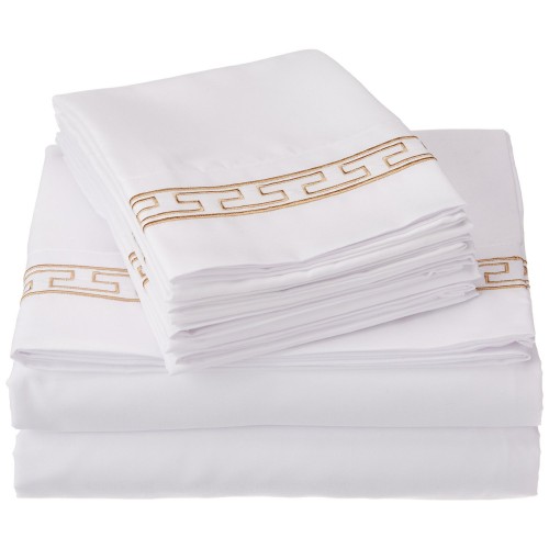 -executive 3000 Mf3000flsh Rewhgl Executive 3000 Series Full Sheet Set - White & Gold, 6 Pieces