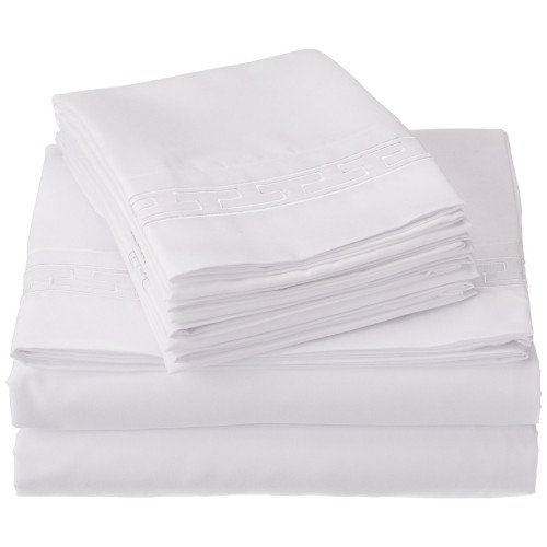 -executive 3000 Mf3000flsh Rewhwh Executive 3000 Series Full Sheet Set - White & White, 6 Pieces