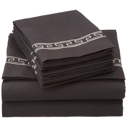 -executive 3000 Mf3000twsh Rebkgr Executive 3000 Series Twin Sheet Set - Black & Grey, 4 Pieces