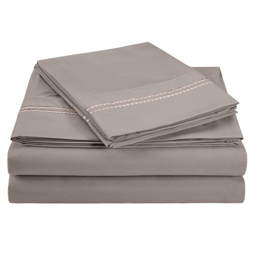 -executive 3000 Mf3000cksh 2lsv Executive 3000 Series California King Sheet Set, 2 Line Embroidery - Silver