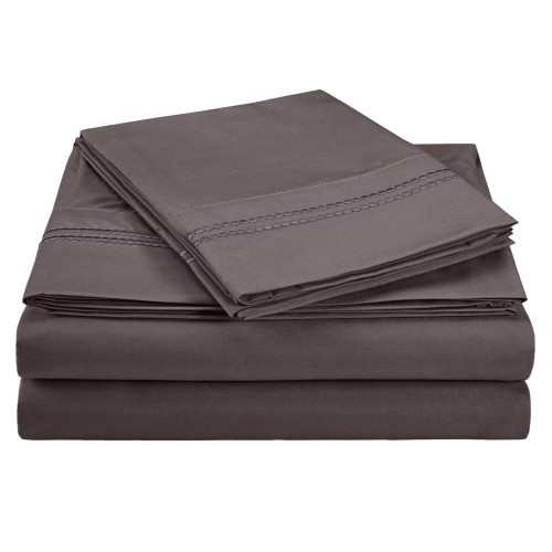 -executive 3000 Mf3000twsh 2lcl Executive 3000 Series Twin Sheet Set, 2 Line Embroidery - Charcoal