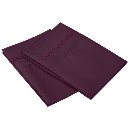-executive 3000 Mf3000kgpc Clpl Executive 3000 Series King Pillow Cases, Clouds Embroidery - Plum