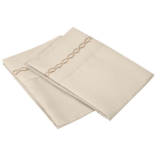 -executive 3000 Mf3000kgpc Cltn Executive 3000 Series King Pillow Cases, Clouds Embroidery - Tan