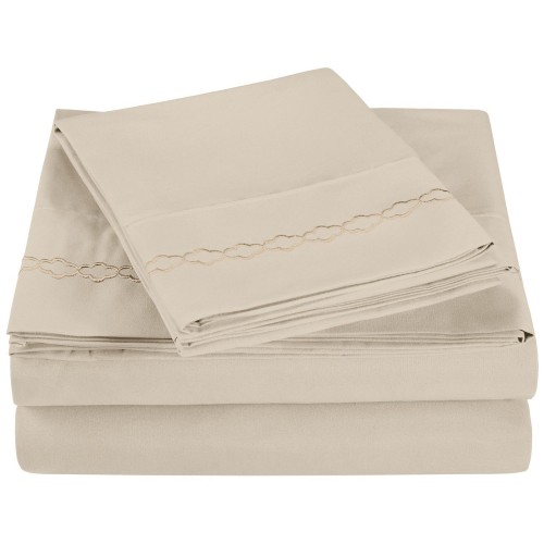 -executive 3000 Mf3000twsh Cliv Executive 3000 Series Twin Sheet Set, Clouds Embroidery - Ivory