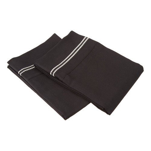 -executive 3000 Mf3000kgpc 2lbkgr Executive 3000 Series King Pillow Cases, 2 Line Embroidery - Black & Grey