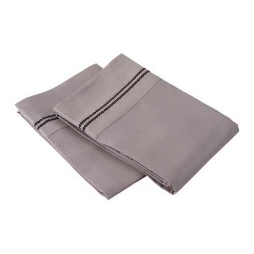 Executive 3000 Executive 3000 Series King Pillow Cases, 2 Line Embroidery - Grey & Black