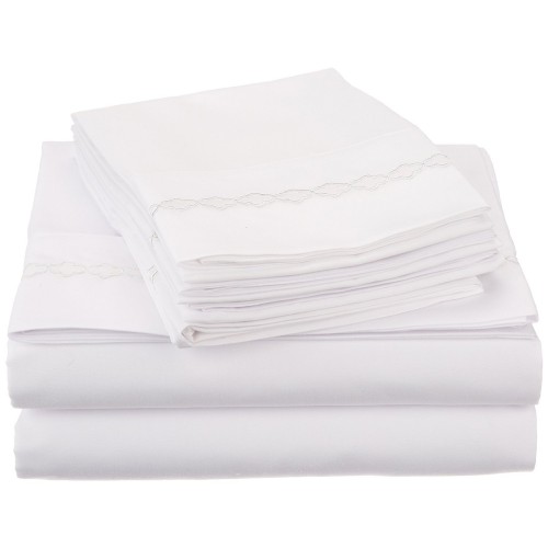 -executive 3000 Mf3000cksh Clwhwh Executive 3000 Series California King Sheet Set - White & White, 6 Pieces