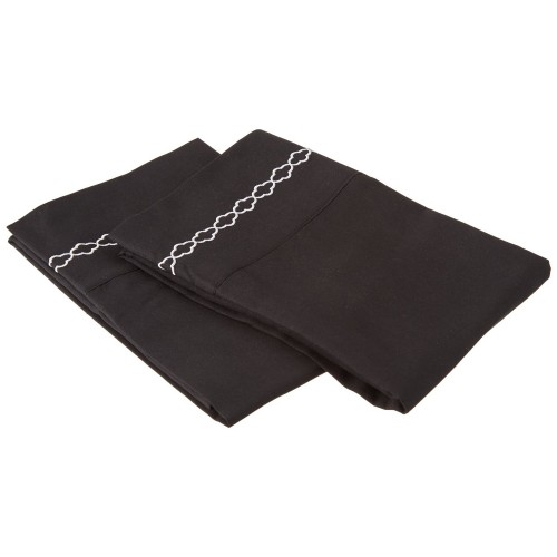 -executive 3000 Mf3000kgpc Clbkwh Executive 3000 Series King Pillow Cases, Clouds Embroidery - Black & White