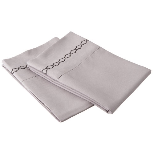 -executive 3000 Mf3000kgpc Clgrbk Executive 3000 Series King Pillow Cases, Clouds Embroidery - Grey & Black
