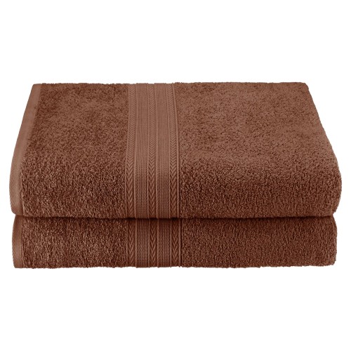 Ef-bsheet Br Eco-friendly 100 Percent Ringspun Cotton Bath Sheet Towel Set - Brown, 2 Pieces
