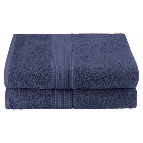 Ef-bsheet Nb Eco-friendly 100 Percent Ringspun Cotton Bath Sheet Towel Set - Navy Blue, 2 Pieces