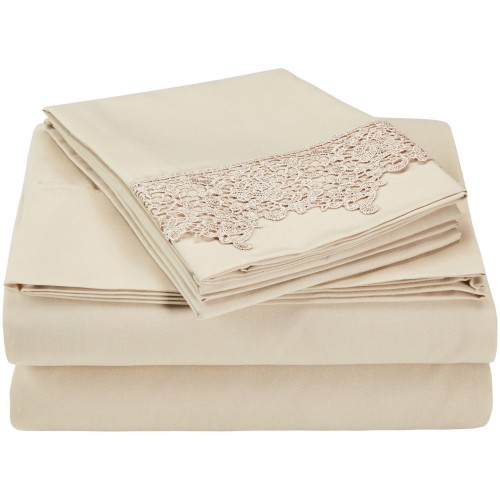 -executive 3000 Mf3000flsh Rltntn Executive 3000 Series Full Sheet Set, Regal Lace Embroidery - Tan