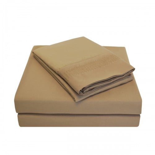 -executive 3000 Mf3000qnsh Petptp Executive 3000 Series Queen Sheet Set, Peaks Embroidery - Taupe
