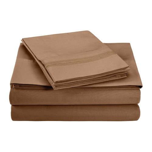 -executive 3000 Mf3000twsh 5ltptp Executive 3000 Series Twin Sheet Set, 5-lines Embroidery - Taupe