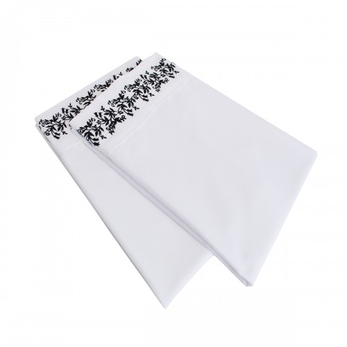 -executive 3000 Mf3000kgpc Flwhbk Executive 3000 Series King Pillow Cases, Floral Lace Embroidery - White & Black