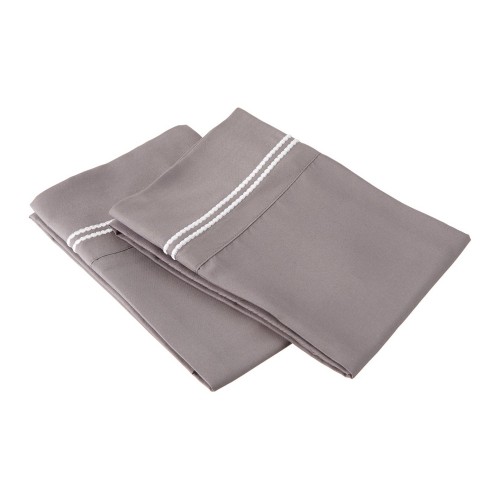 -executive 3000 Mf3000kgpc 2lgrwh Executive 3000 Series King Pillow Cases, 2 Line Embroidery - Grey & White