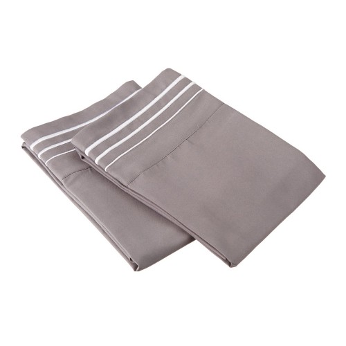 -executive 3000 Mf3000kgpc 3lgrwh Executive 3000 Series King Pillow Cases, 3 Line Embroidery - Grey & White