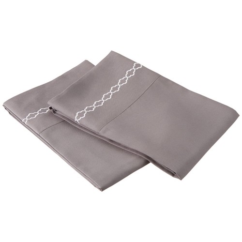 -executive 3000 Mf3000kgpc Clgrwh Executive 3000 Series King Pillow Cases, Clouds Embroidery - Grey & White