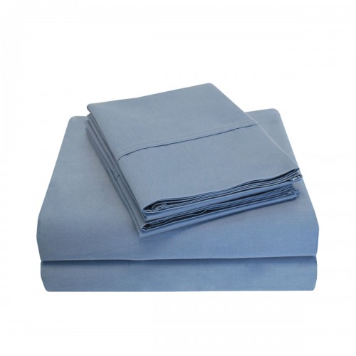 C800qnsh Slmb 800 Queen Sheet Set Solid Cotton - Medium Blue, 6 Pieces