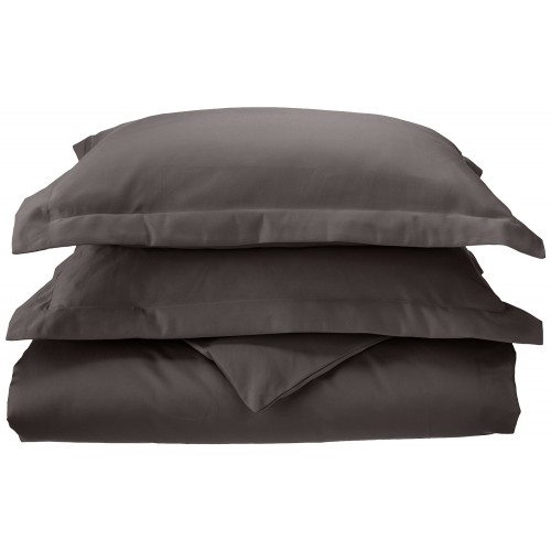 C1000kcdc Slcl 1000 King & California King Duvet Cover Set Solid Cotton - Charcoal