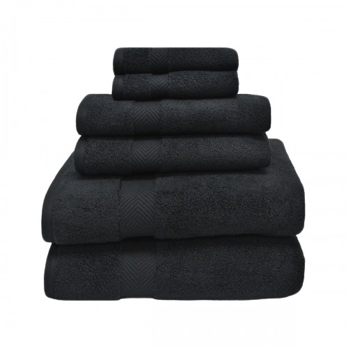 Zt 6 Pc Set Bk Zero Twist Cotton Towel Set - Black, 6 Pieces
