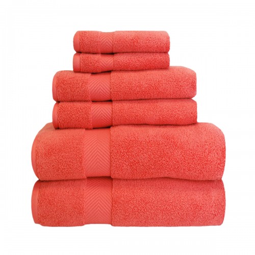 Zt 6 Pc Set Co Zero Twist Cotton Towel Set - Coral, 6 Pieces