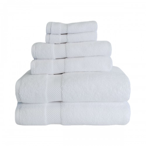 Zt 6 Pc Set Wh Zero Twist Cotton Towel Set - White, 6 Pieces