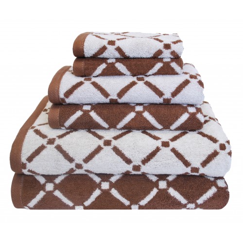 Dia 6pc Set Chcr 550 Gsm Diamond Cotton Towel Set - Chocolate & Cream, 6 Pieces