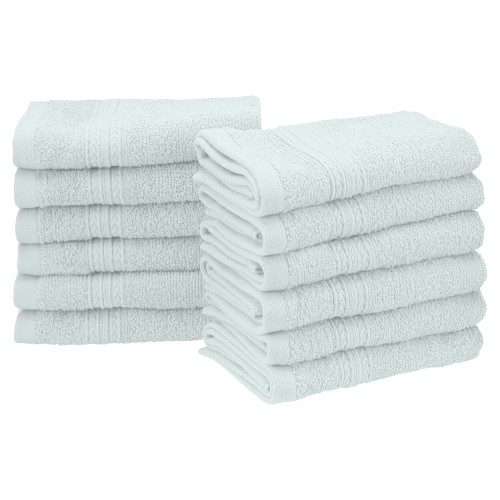 Ef-face Am Eco-friendly 100 Percent Ringspun Cotton Face Towel Set - Aqua Marine, 12 Pieces