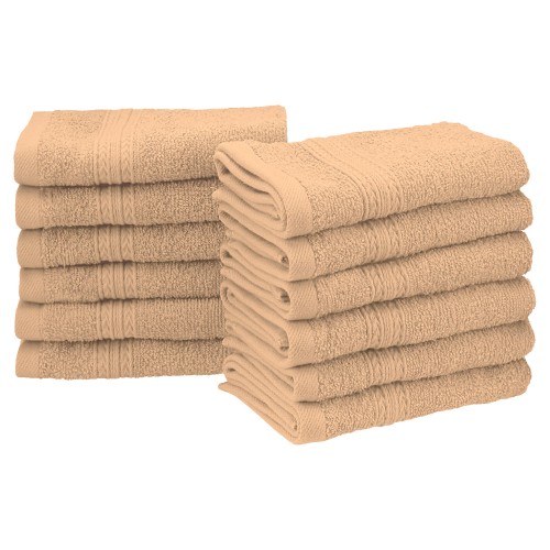 Ef-face Cm Eco-friendly 100 Percent Ringspun Cotton Face Towel Set - Camel, 12 Pieces