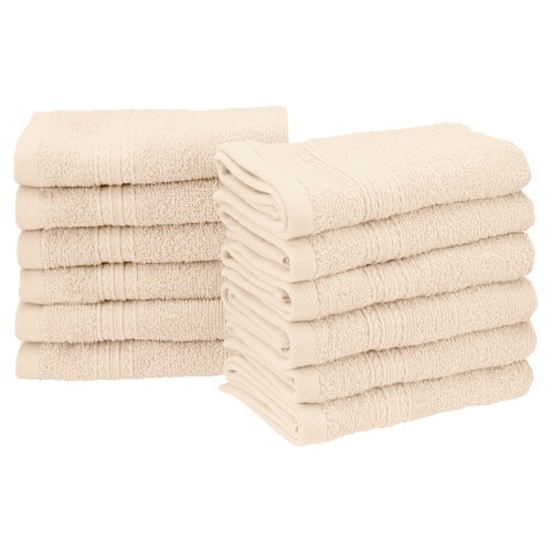Ef-face Iv Eco-friendly 100 Percent Ringspun Cotton Face Towel Set - Ivory, 12 Pieces